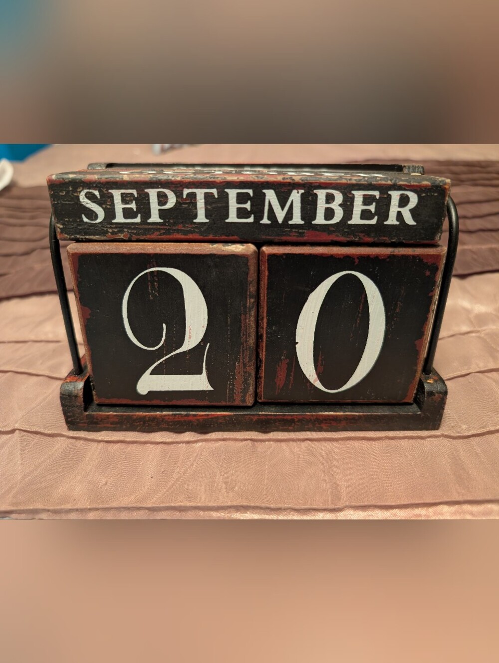 Black Rustic Wooden Perpetual Calendar - Home Office Décor NEW IN BOX
